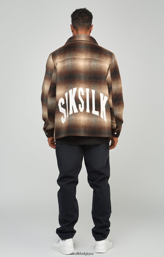 surchemise marron à carreaux et logo imprimé vêtements Hommes SikSilk AS2ZD467