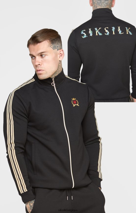 veste de survêtement noire à col cheminée vêtements Hommes SikSilk AS2ZD476