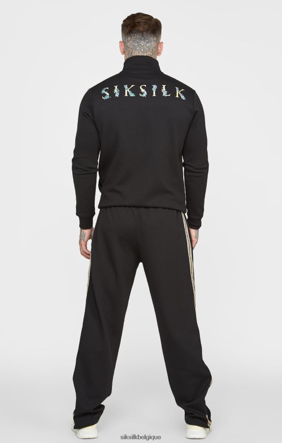 veste de survêtement noire à col cheminée vêtements Hommes SikSilk AS2ZD476