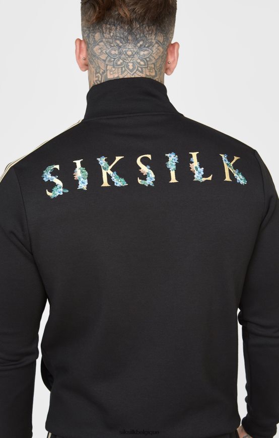 veste de survêtement noire à col cheminée vêtements Hommes SikSilk AS2ZD476