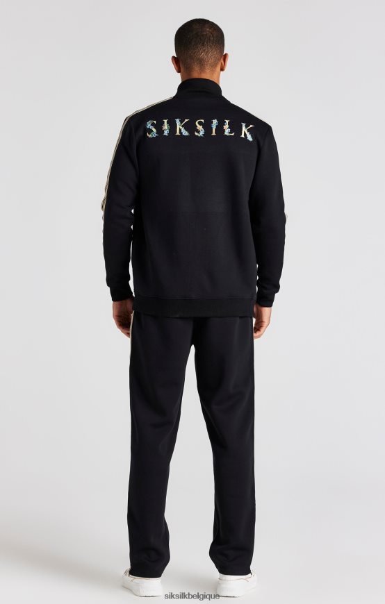 veste de survêtement noire à col cheminée vêtements Hommes SikSilk AS2ZD476