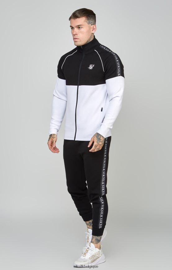 Ensemble haut et jogging noir à fermeture éclair 1/4 avec bande vêtements Hommes SikSilk AS2ZD505