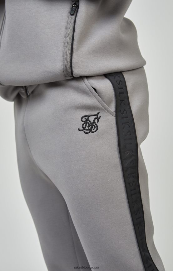 ensemble sweat à capuche zippé et jogger gris avec bande vêtements Hommes SikSilk AS2ZD504